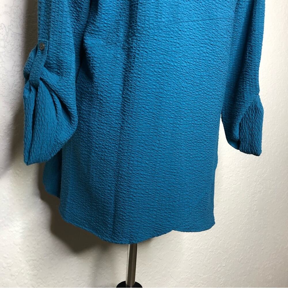 Soft Surroundings Marianna peacock teal blue button down tunic top Small NWT - Picture 8 of 13